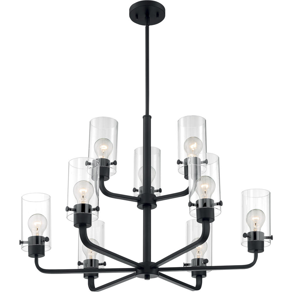 Nuvo Lighting Sommerset 9 Light 30 Inch Matte Black Chandelier Ceiling Light