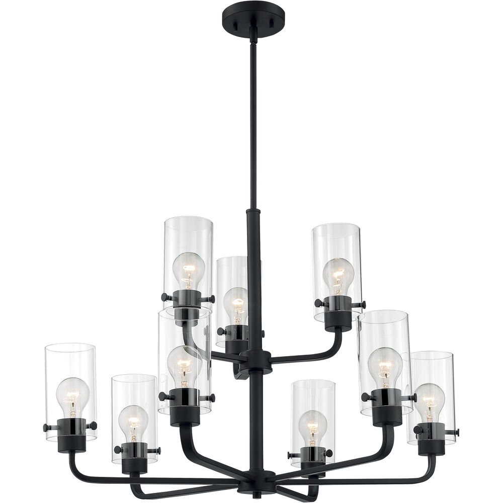 Nuvo Lighting Sommerset 9 Light 30 Inch Matte Black Chandelier Ceiling Light