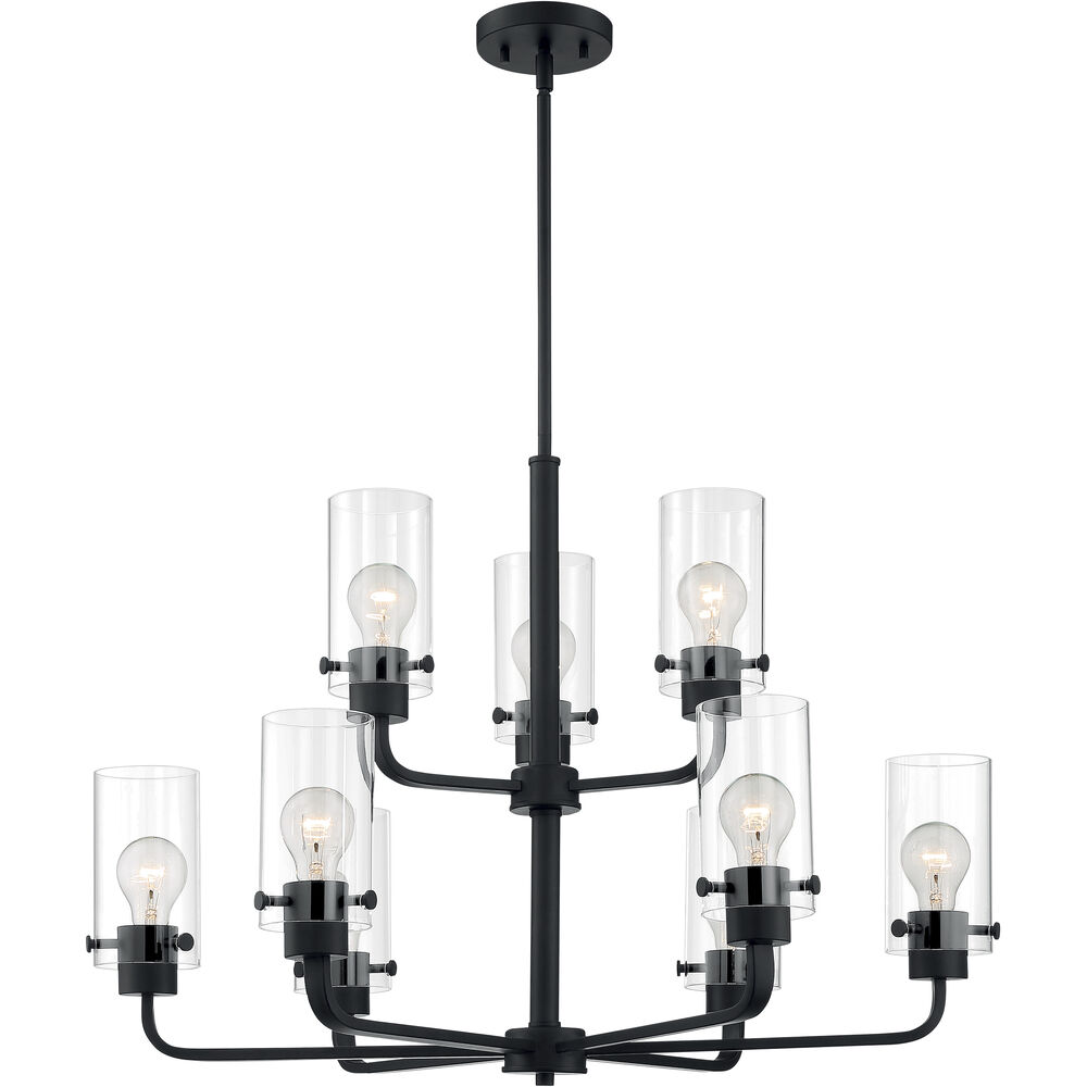 Nuvo Lighting Sommerset 9 Light 30 Inch Matte Black Chandelier Ceiling Light