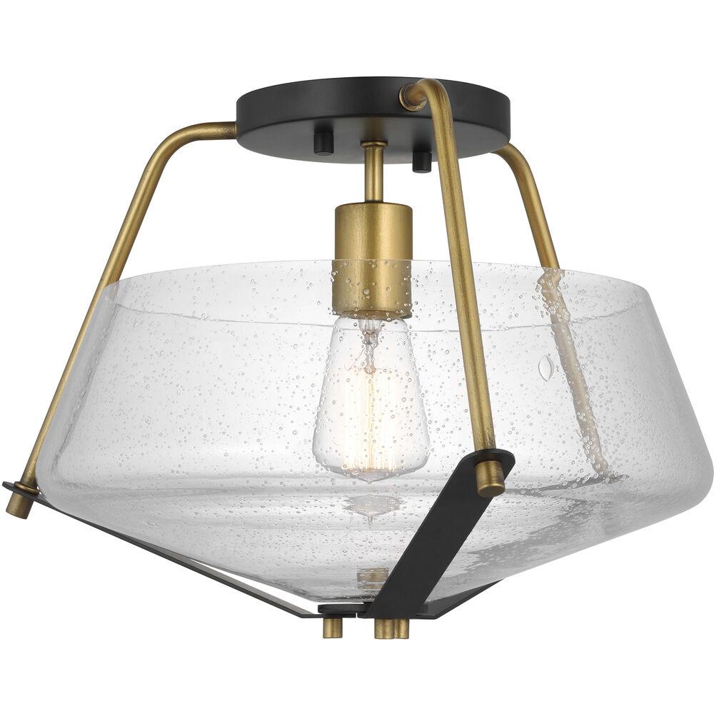 Nuvo Lighting Starlight 1 Light 15.75 Inch Matte Black And Natural Brass Semi Flush Mount Ceiling Light