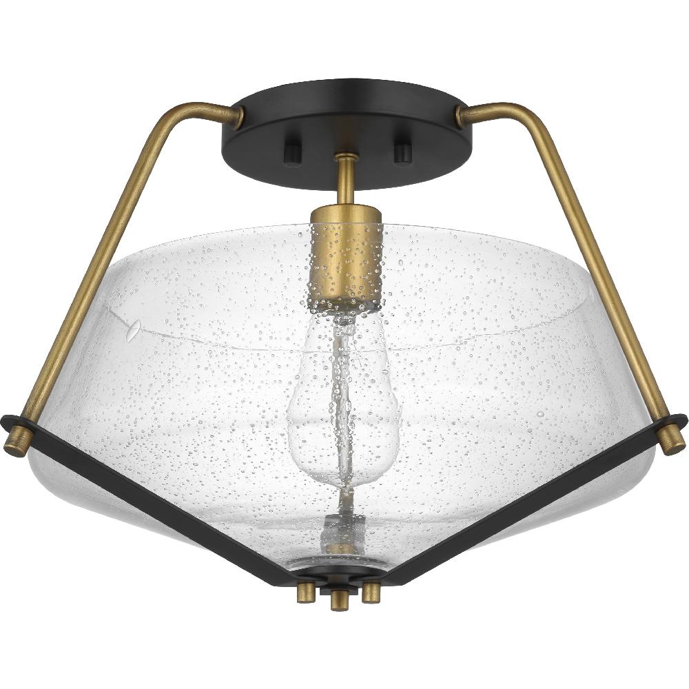 nuvo lighting Starlight 1 Light 15.75 inch Matte Black and Natural Brass Semi Flush Mount Ceiling Light