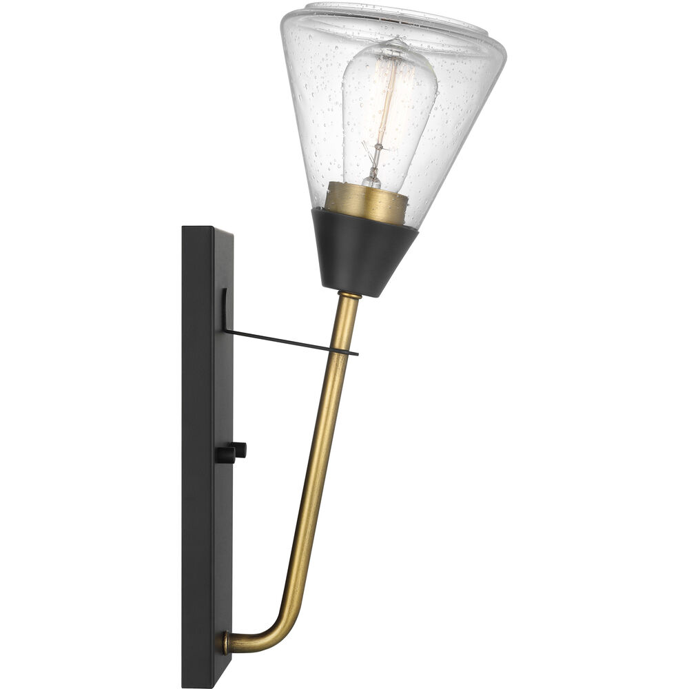 Nuvo Lighting Starlight 1 Light 5.63 Inch Matte Black And Natural Brass Bathroom Vanity Light Wall Light