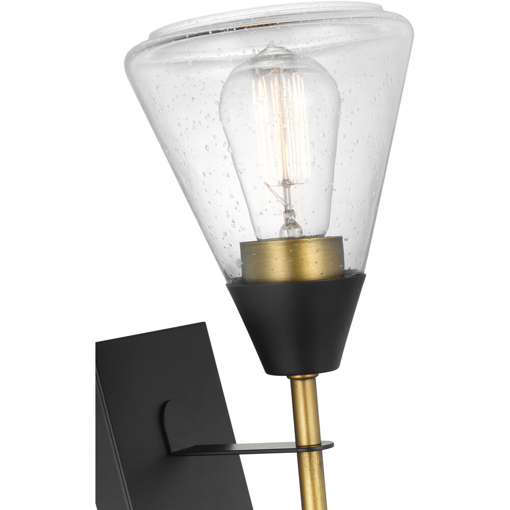 Nuvo Lighting Starlight 1 Light 5.63 Inch Matte Black And Natural Brass Bathroom Vanity Light Wall Light