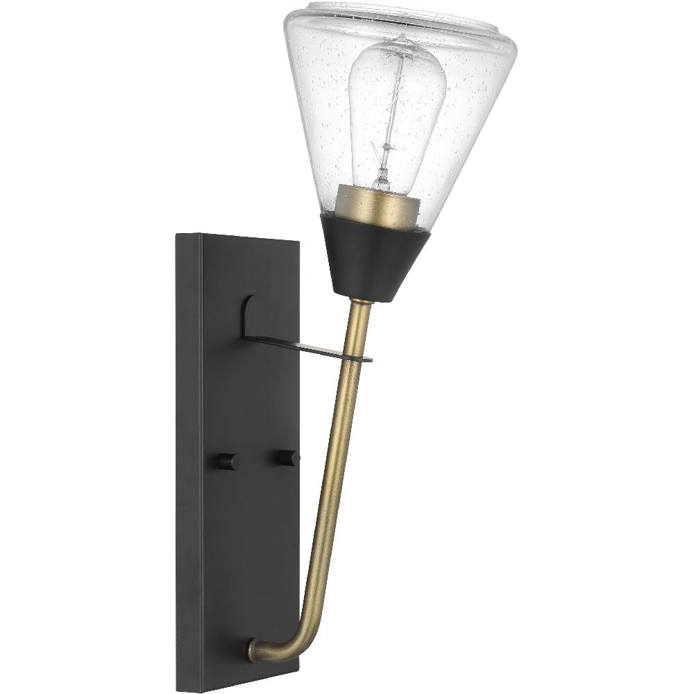 nuvo lighting Starlight 1 Light 5.63 inch Matte Black and Natural Brass Bathroom Vanity Light Wall Light