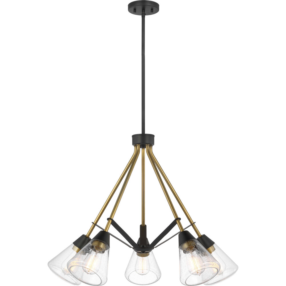 Nuvo Lighting Starlight 5 Light 28.13 Inch Matte Black And Natural Brass Chandelier Ceiling Light