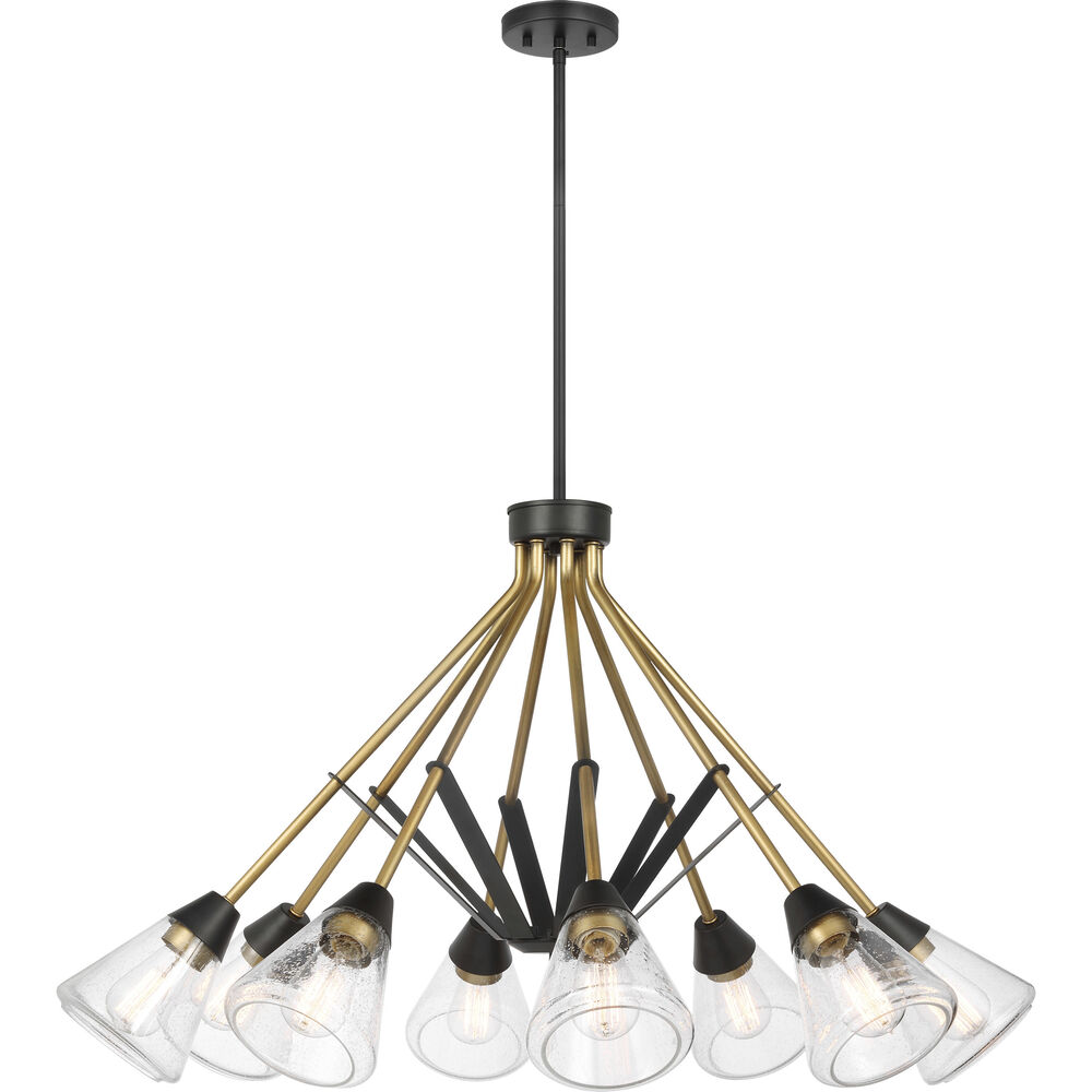 Nuvo Lighting Starlight 8 Light 38 Inch Matte Black And Natural Brass Chandelier Ceiling Light
