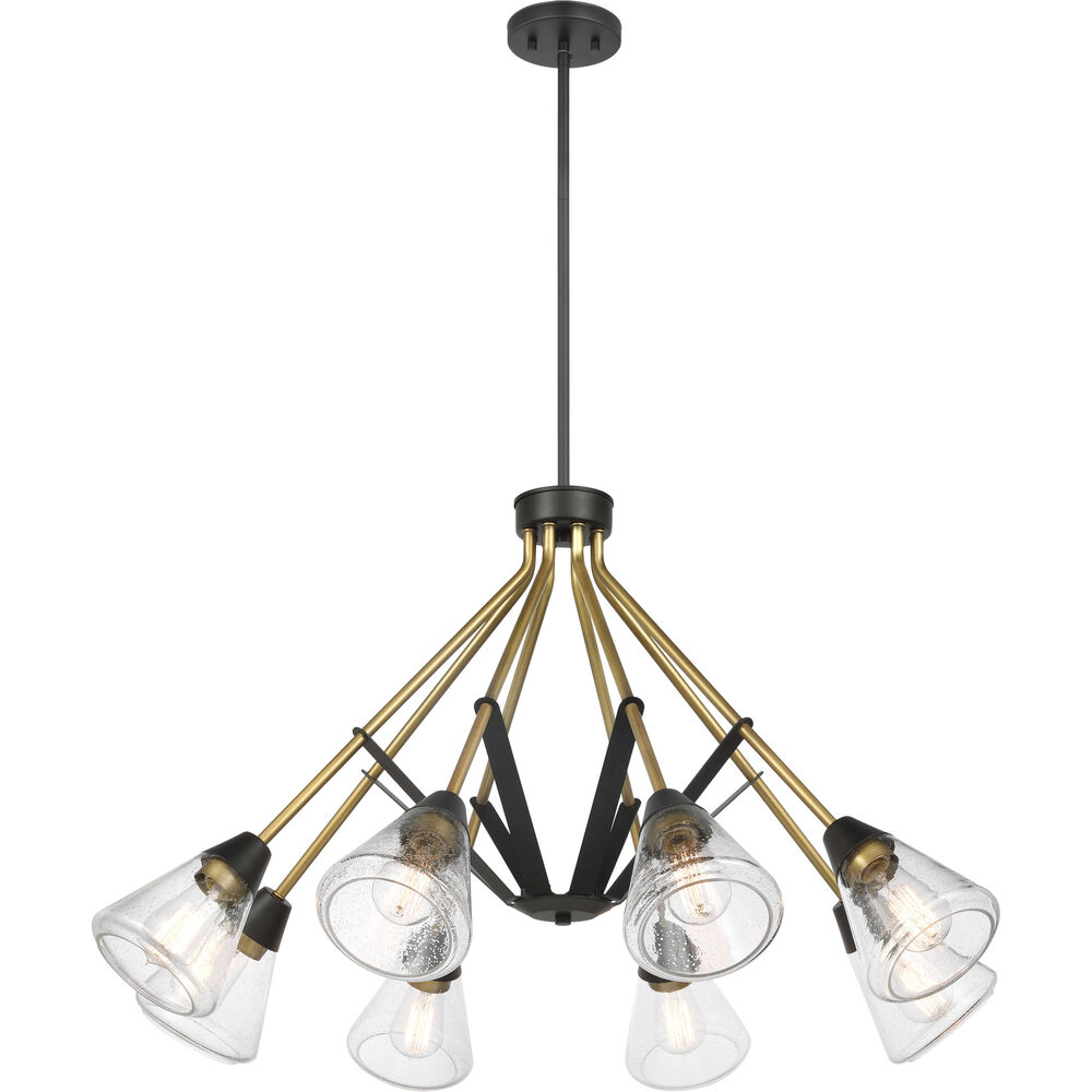Nuvo Lighting Starlight 8 Light 38 Inch Matte Black And Natural Brass Chandelier Ceiling Light