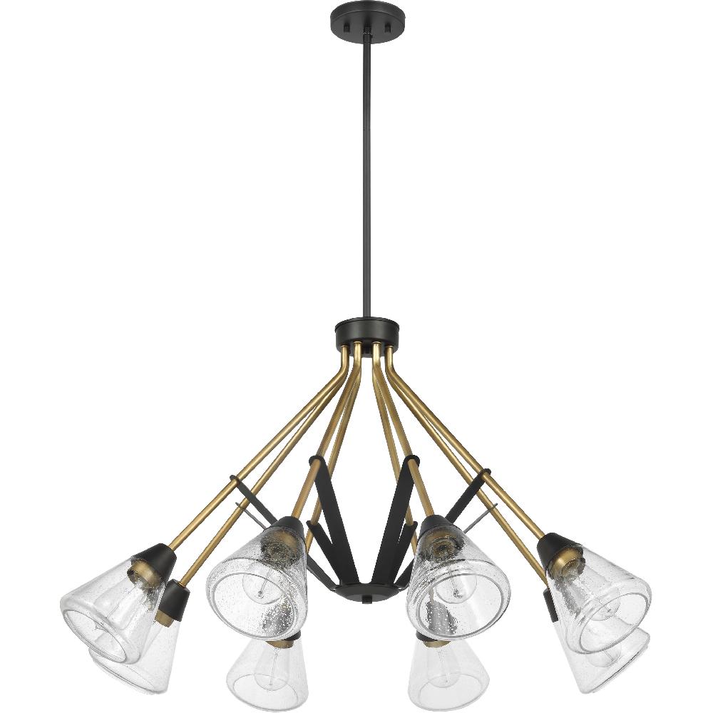 nuvo lighting Starlight 8 Light 38 inch Matte Black and Natural Brass Chandelier Ceiling Light