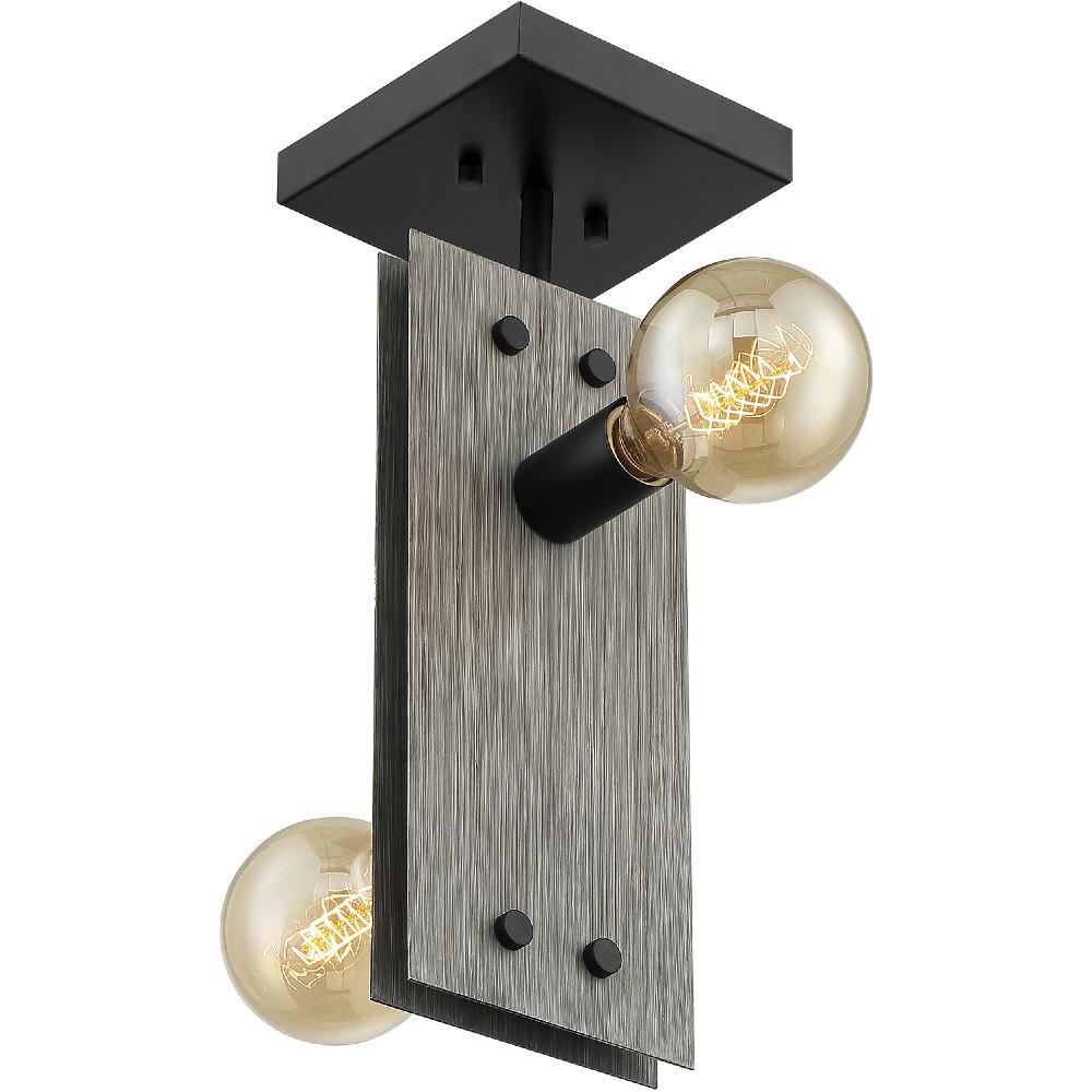 nuvo lighting Stella 2 Light 6 inch Driftwood and Black Semi Flush Mount Fixture Ceiling Light