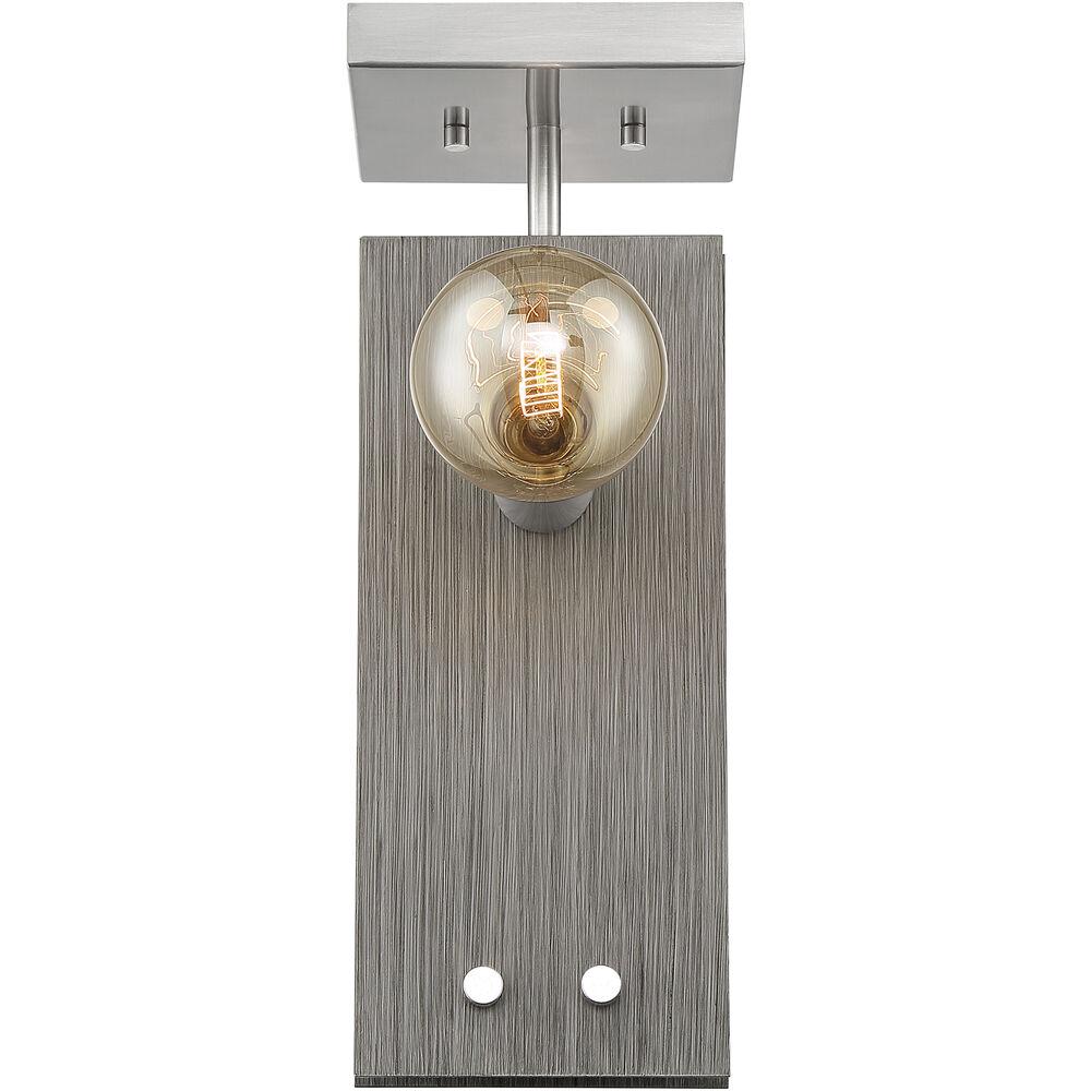 Nuvo Lighting Stella 2 Light 6 Inch Driftwood And Brushed Nickel Accents Semi Flush Mount Fixture Ceiling Light