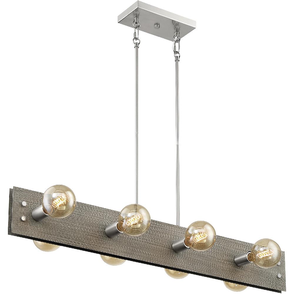 nuvo lighting Stella 8 Light 6 inch Driftwood and Brushed Nickel Accents Pendant Ceiling Light