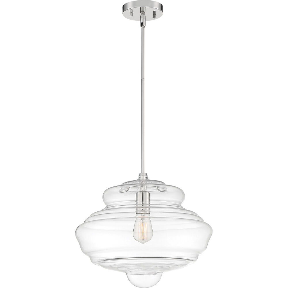 Nuvo Lighting Storrier 1 Light 15.75 Inch Polished Nickel And Clear Pendant Ceiling Light