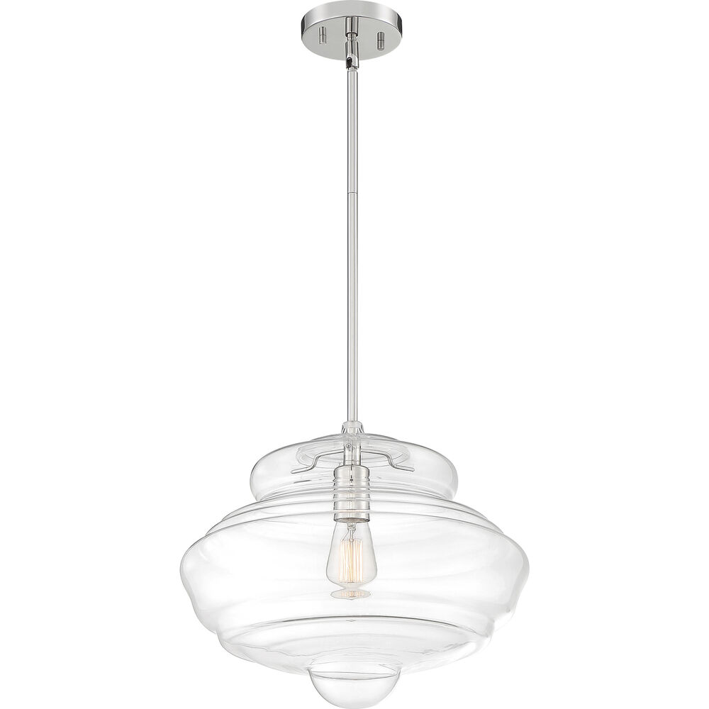 Nuvo Lighting Storrier 1 Light 15.75 Inch Polished Nickel And Clear Pendant Ceiling Light