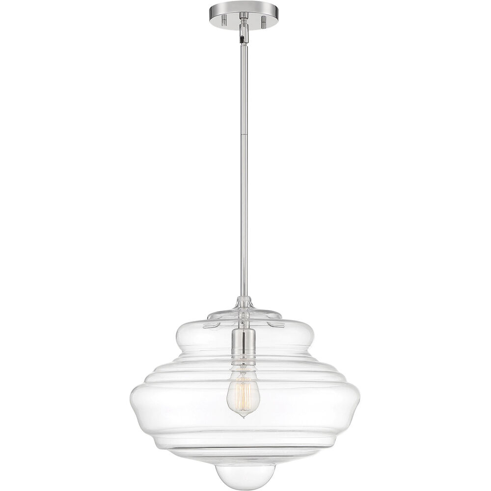 Nuvo Lighting Storrier 1 Light 15.75 Inch Polished Nickel And Clear Pendant Ceiling Light