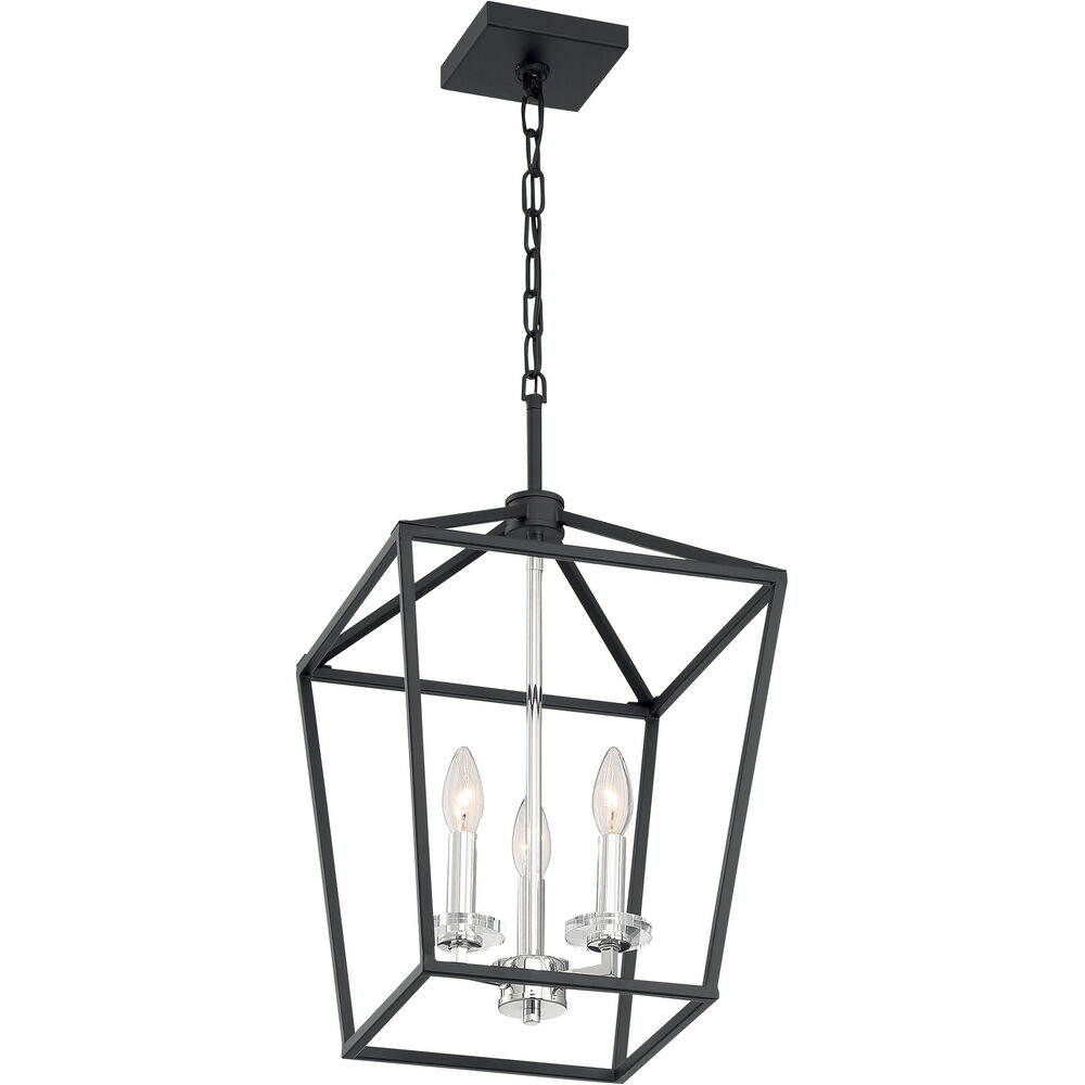 Nuvo Lighting Storyteller 3 Light 12 Inch Matte Black And Polished Nickel Accents Pendant Ceiling Light