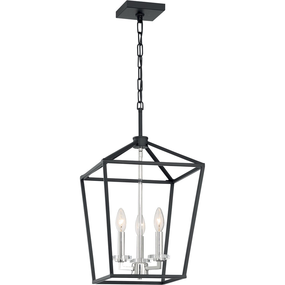 Nuvo Lighting Storyteller 3 Light 12 Inch Matte Black And Polished Nickel Accents Pendant Ceiling Light