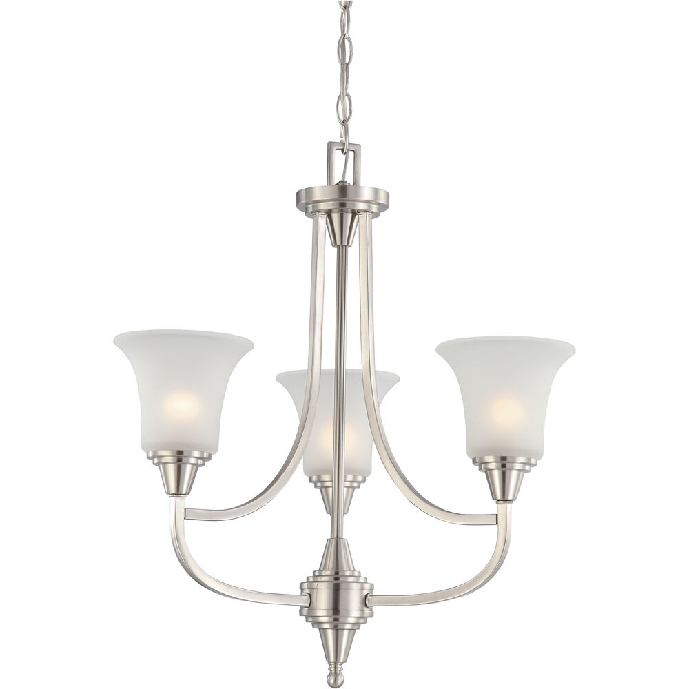Nuvo Lighting Surrey 3 Light 22 Inch Brushed Nickel Chandelier Ceiling Light