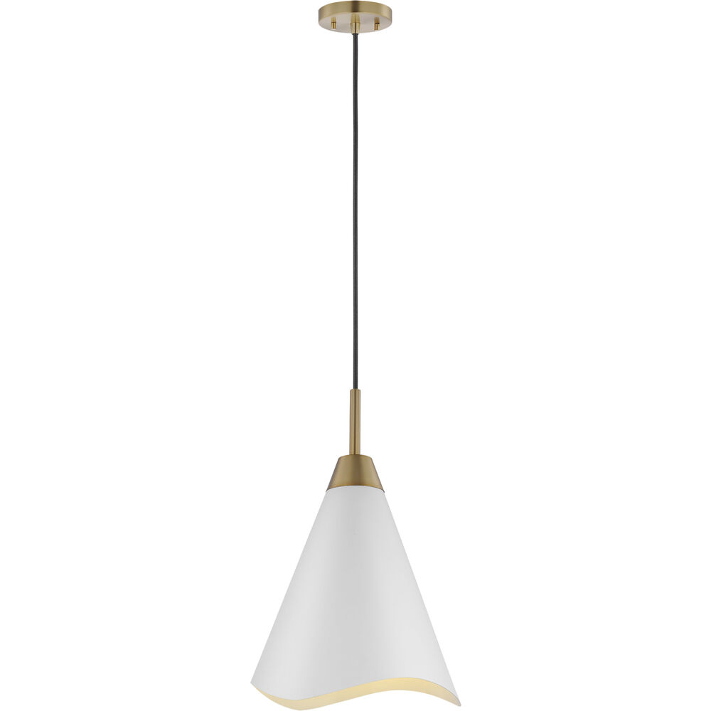Nuvo Lighting Tango 1 Light 12 Inch Matte White/Burnished Brass Pendant Ceiling Light
