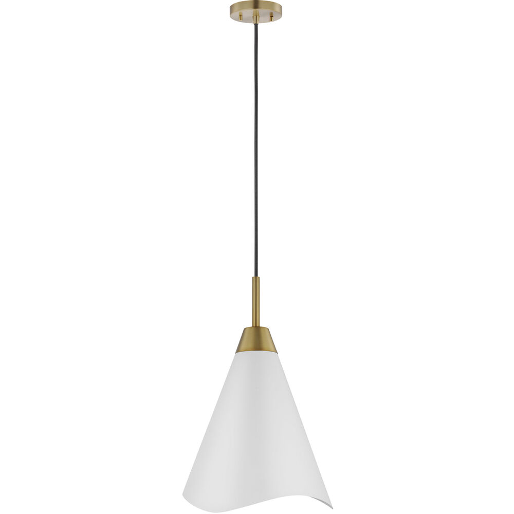 Nuvo Lighting Tango 1 Light 12 Inch Matte White/Burnished Brass Pendant Ceiling Light