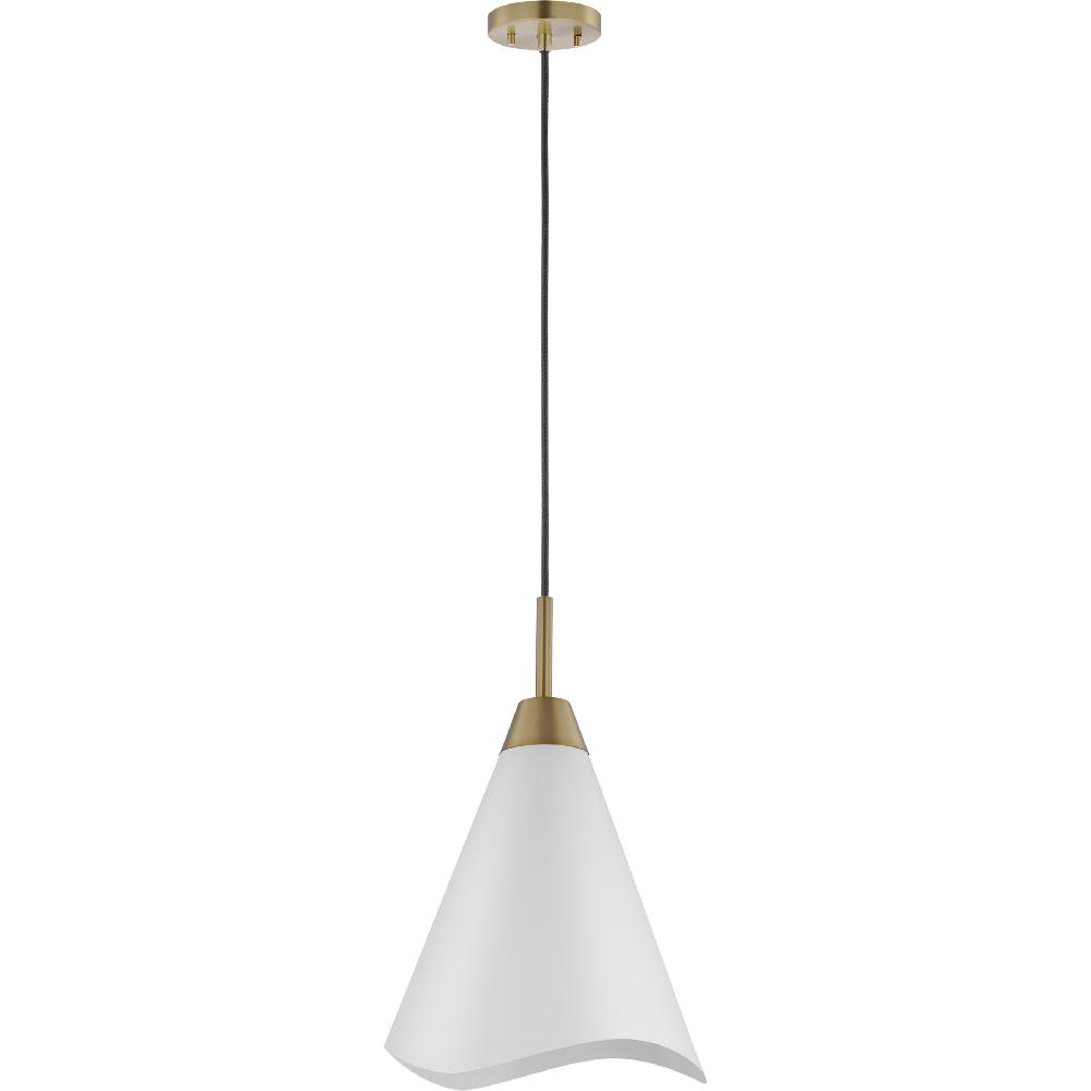 nuvo lighting Tango 1 Light 12 inch Matte White/Burnished Brass Pendant Ceiling Light