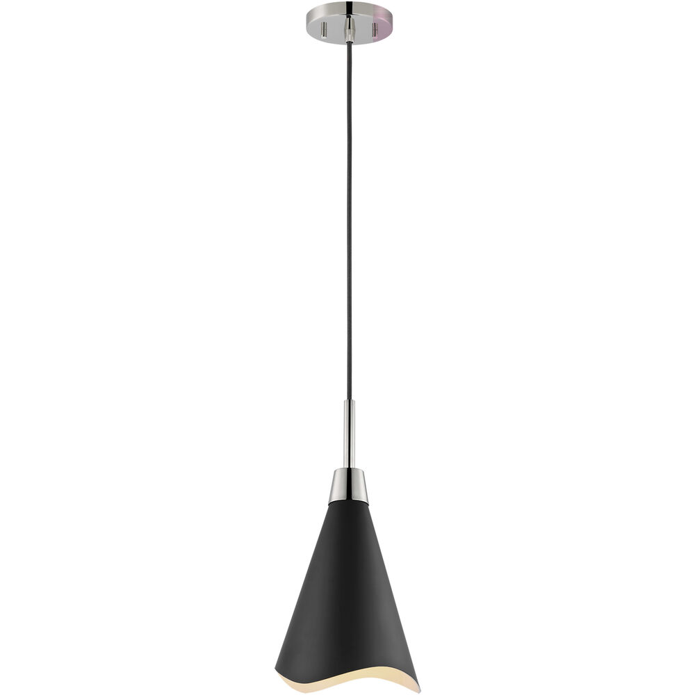 Nuvo Lighting Tango 1 Light 15 Inch Matte Black/Polished Nickel Pendant Ceiling Light