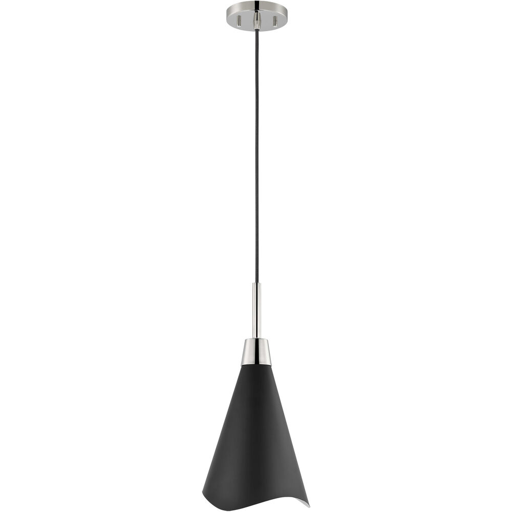 Nuvo Lighting Tango 1 Light 15 Inch Matte Black/Polished Nickel Pendant Ceiling Light