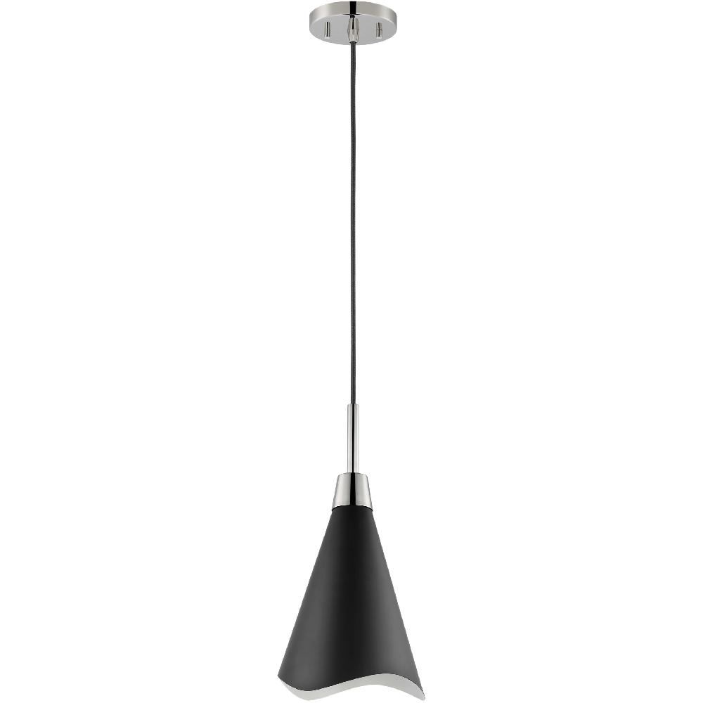 nuvo lighting Tango 1 Light 15 inch Matte Black/Polished Nickel Pendant Ceiling Light