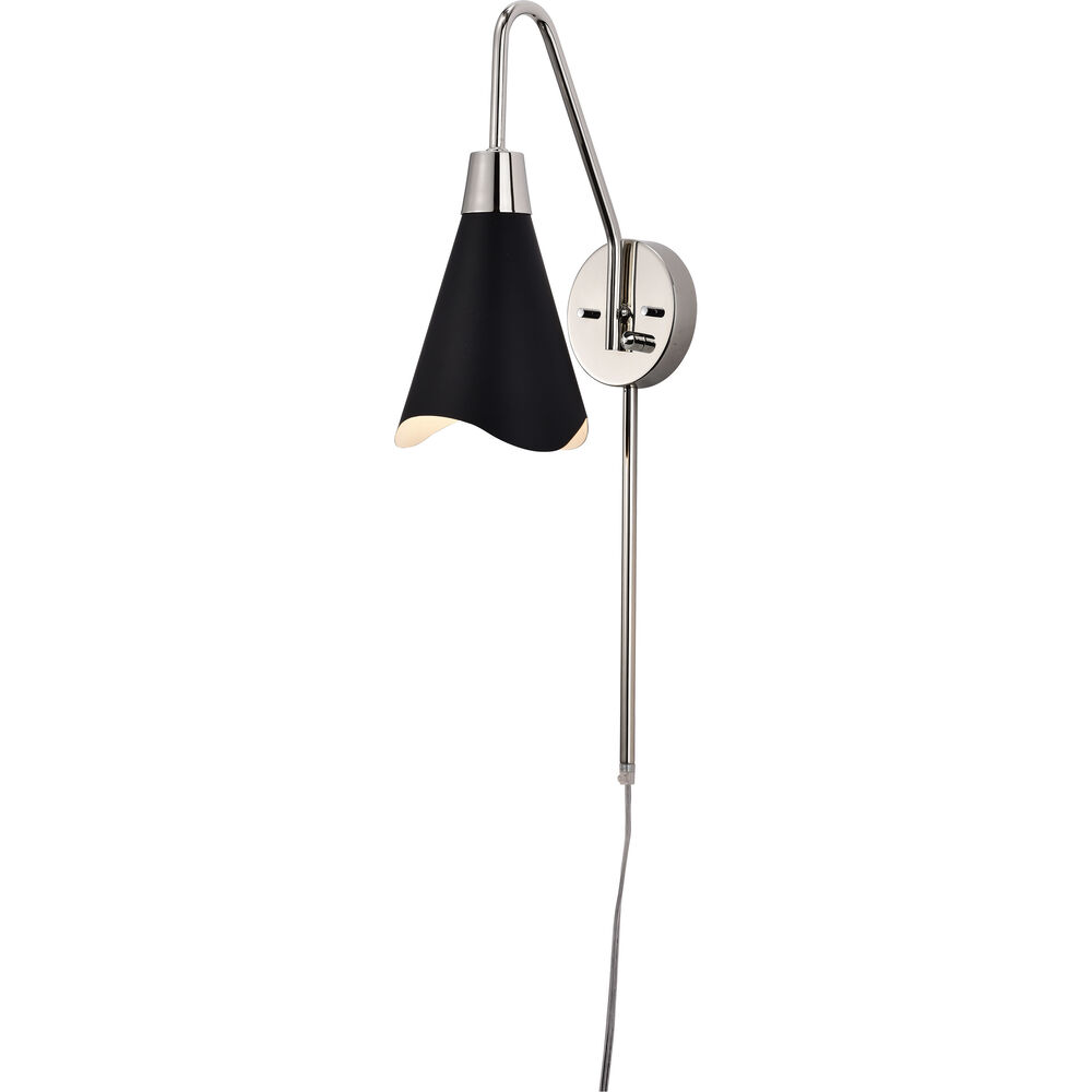 Nuvo Lighting Tango 1 Light 6 Inch Matte Black/Polished Nickel Bathroom Vanity Lights Wall Light