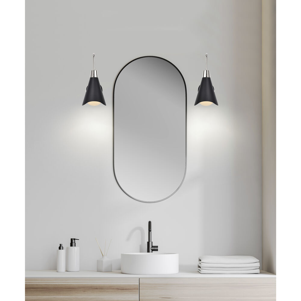 Nuvo Lighting Tango 1 Light 6 Inch Matte Black/Polished Nickel Bathroom Vanity Lights Wall Light