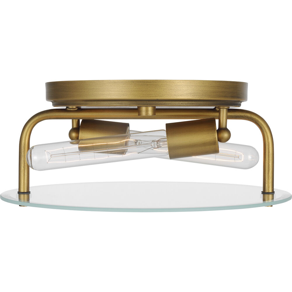 Nuvo Lighting Teton 2 Light 13 Inch Natural Brass Flush Mount Ceiling Light