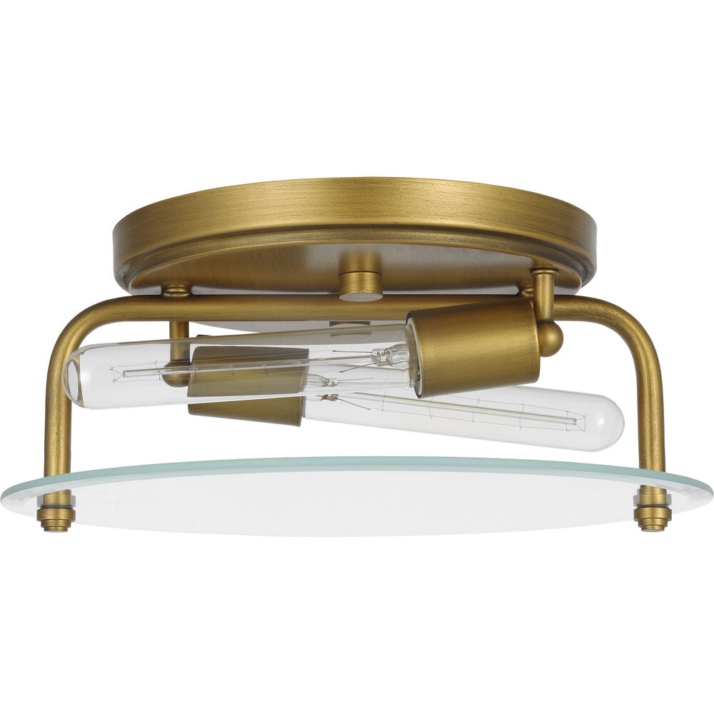 Nuvo Lighting Teton 2 Light 13 Inch Natural Brass Flush Mount Ceiling Light