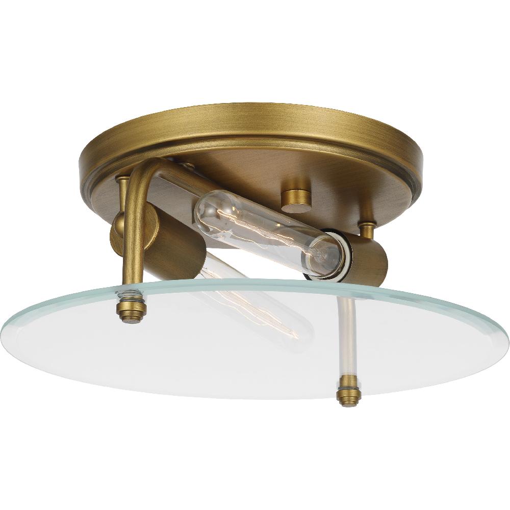 nuvo lighting Teton 2 Light 13 inch Natural Brass Flush Mount Ceiling Light