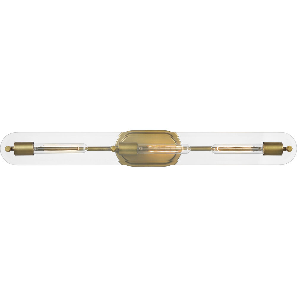 Nuvo Lighting Teton 3 Light 34 Inch Natural Brass Bathroom Vanity Light Wall Light