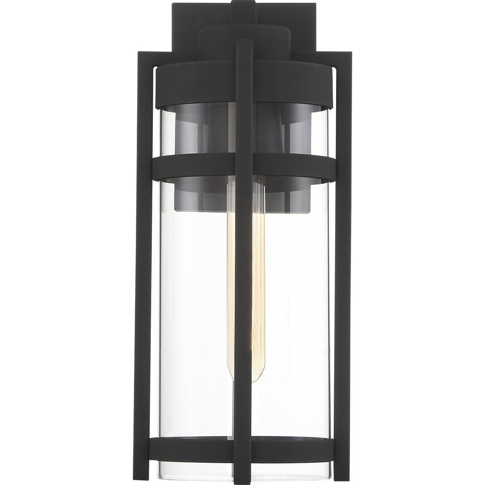 Nuvo Lighting Tofino 1 Light 15 Inch Textured Black And Clear Seeded Outdoor Wall Lantern Medium