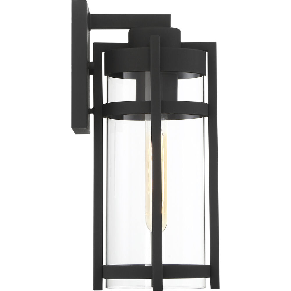 Nuvo Lighting Tofino 1 Light 15 Inch Textured Black And Clear Seeded Outdoor Wall Lantern Medium