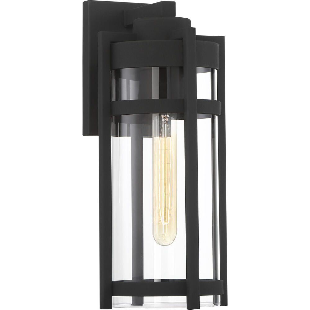 Nuvo Lighting Tofino 1 Light 15 Inch Textured Black And Clear Seeded Outdoor Wall Lantern Medium