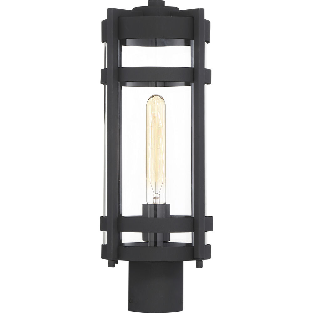 Nuvo Lighting Tofino 1 Light 18 Inch Textured Black And Clear Seeded Outdoor Post Lantern