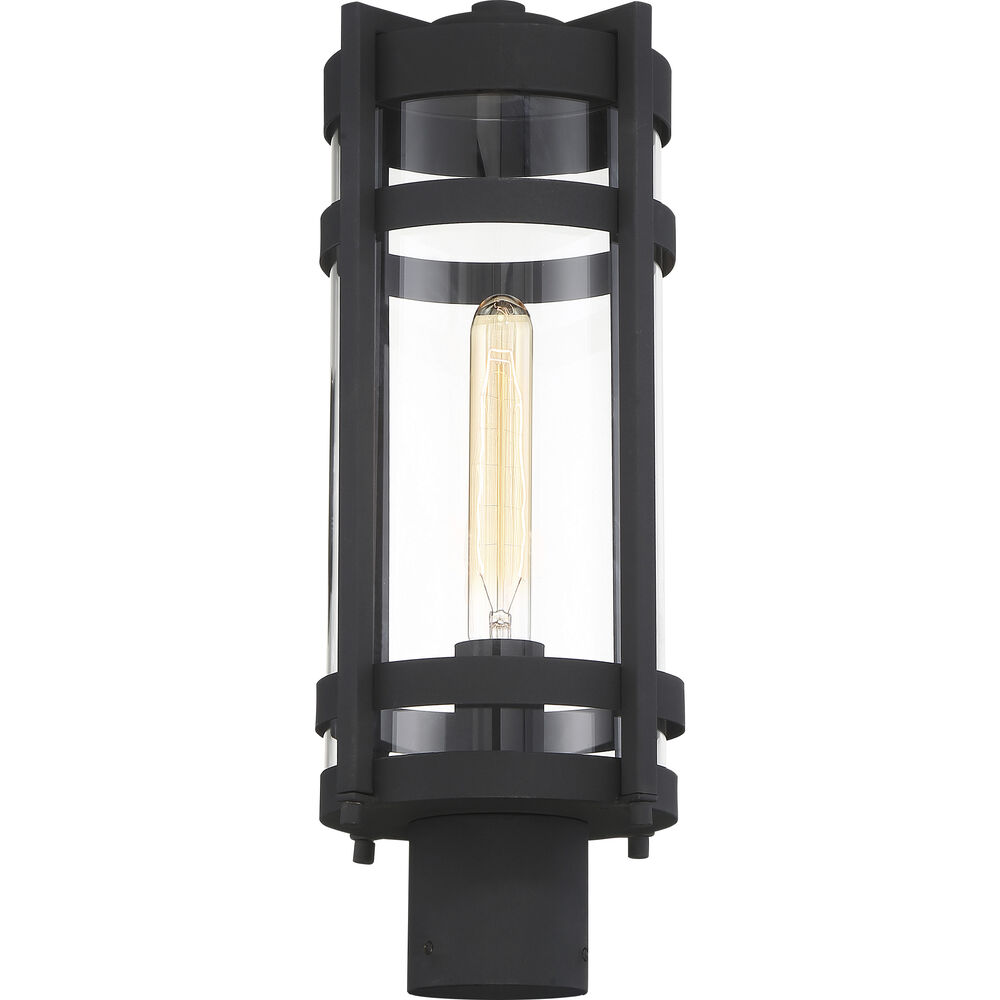 Nuvo Lighting Tofino 1 Light 18 Inch Textured Black And Clear Seeded Outdoor Post Lantern
