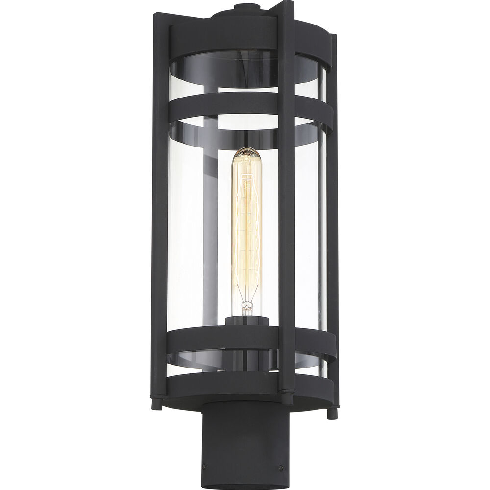 Nuvo Lighting Tofino 1 Light 18 Inch Textured Black And Clear Seeded Outdoor Post Lantern