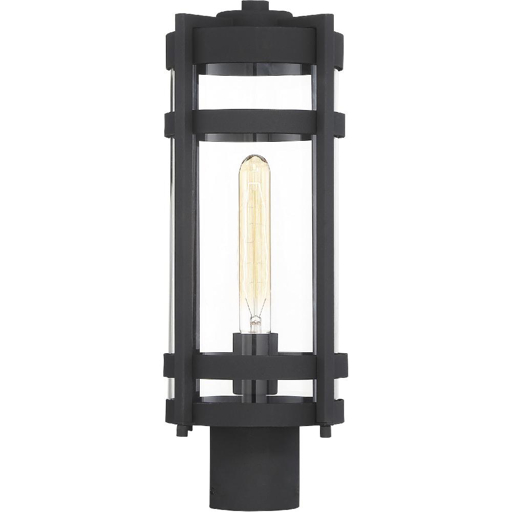 nuvo lighting Tofino 1 Light 18 inch Textured Black and Clear Seeded Outdoor Post Lantern