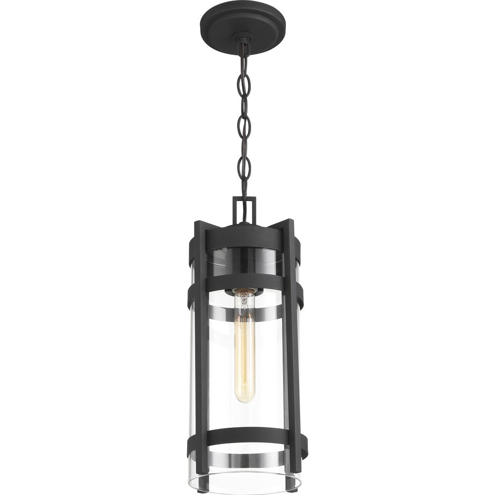 Nuvo Lighting Tofino 1 Light 7 Inch Textured Black And Clear Seeded Outdoor Hanging Lantern