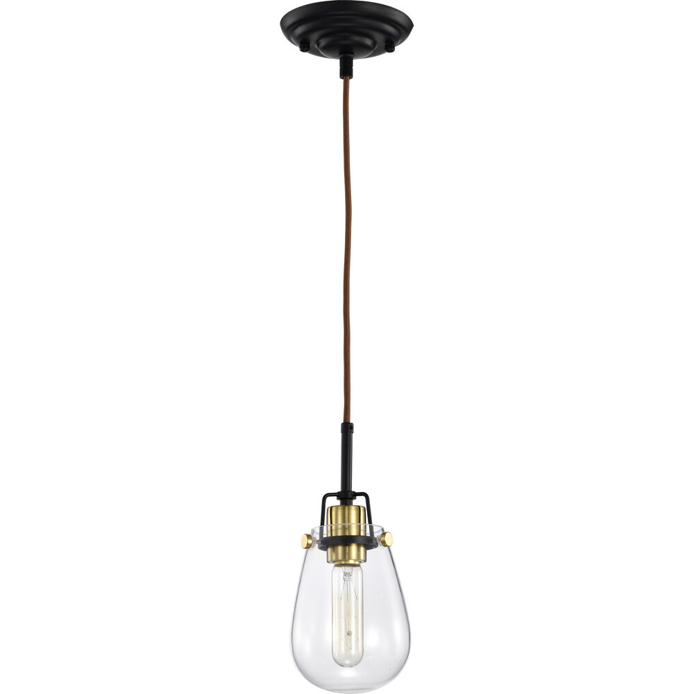 Nuvo Lighting Toleo 1 Light 4.75 Inch Black And Vintage Brass Accents Mini Pendant Ceiling Light