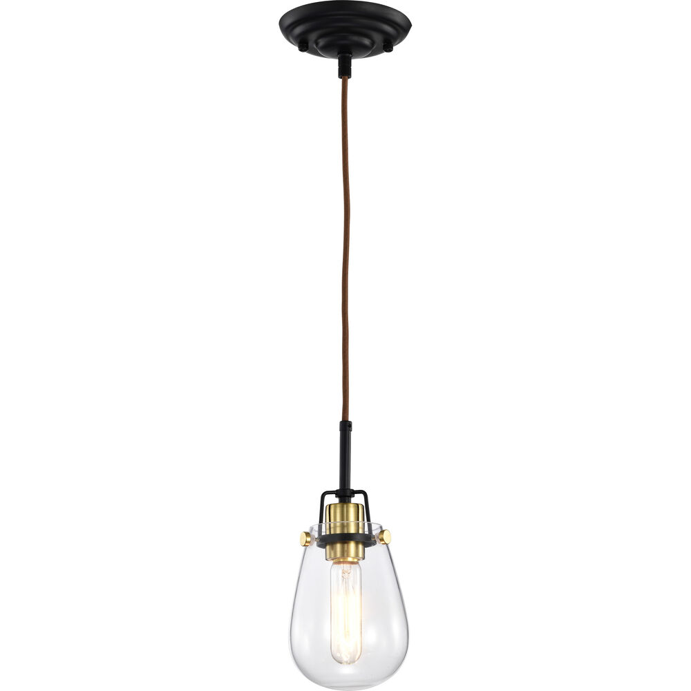 Nuvo Lighting Toleo 1 Light 4.75 Inch Black And Vintage Brass Accents Mini Pendant Ceiling Light