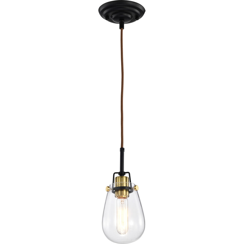 Nuvo Lighting Toleo 1 Light 4.75 Inch Black And Vintage Brass Accents Mini Pendant Ceiling Light