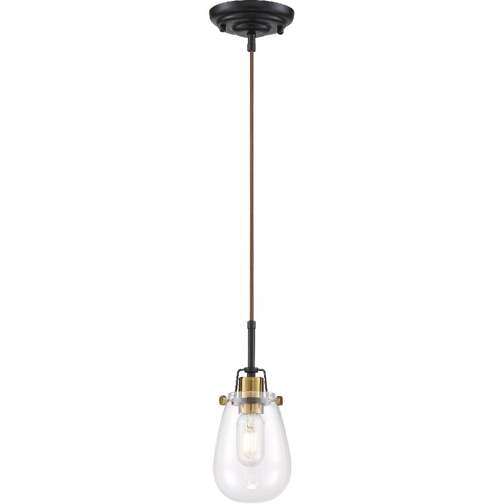 nuvo lighting Toleo 1 Light 4.75 inch Black and Vintage Brass Accents Mini Pendant Ceiling Light