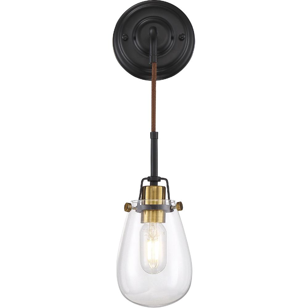 nuvo lighting Toleo 1 Light 5 inch Black and Vintage Brass Accents Wall Sconce Wall Light