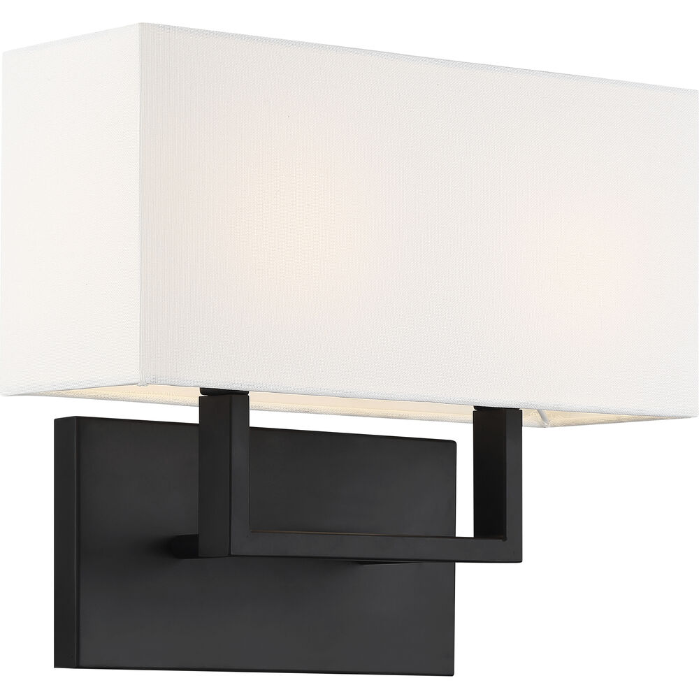 Nuvo Lighting Tribeca 2 Light 14 Inch Aged Bronze And White Fabric Vanity Light Wall Light