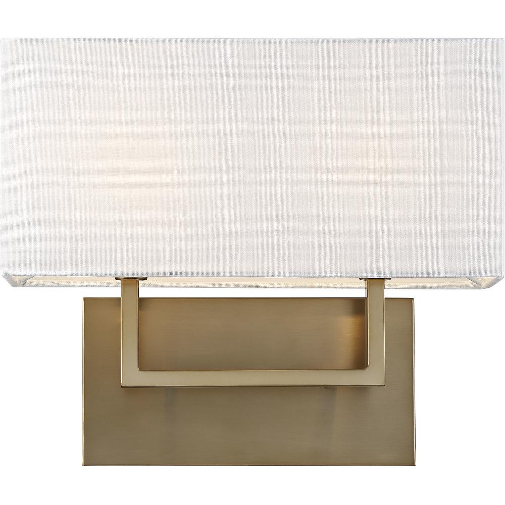 nuvo lighting Tribeca 2 Light 14 inch Burnished Brass and White Vanity Light Wall Light