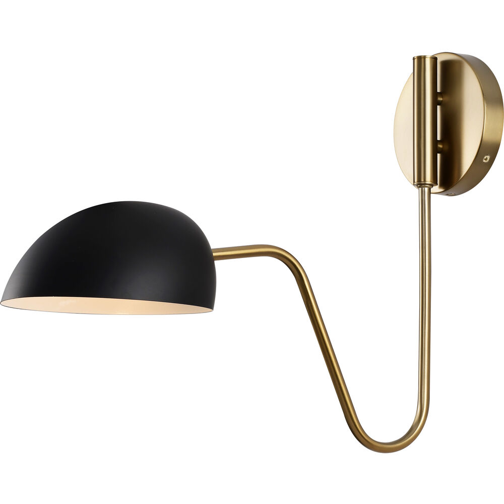 Nuvo Lighting Trilby 1 Light 7.38 Inch Matte Black And Burnished Brass Wall Sconce Wall Light