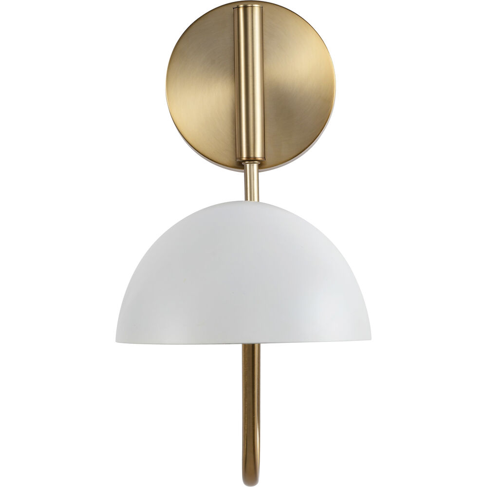 Nuvo Lighting Trilby 1 Light 7 Inch Matte White/Burnished Brass Bathroom Vanity Lights Wall Light